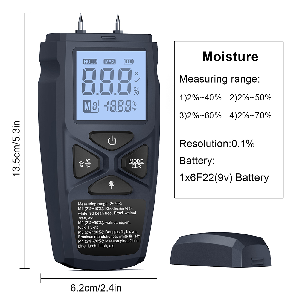 Moisture Meter Wall Wood - Hygrometer Präzises großes LCD-Display Holzfeuchtemessgerät Digitaler
