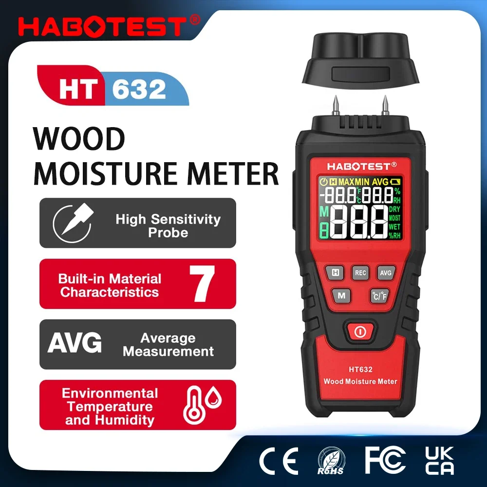 Moisture Meter Wall Wood - HABOTEST HT632 Digitales Feuchtigkeitsmessgerät Hygrometer mit