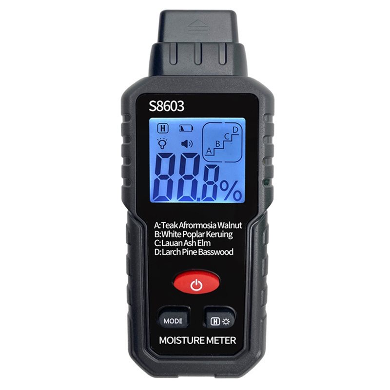 Moisture Meter Wall Wood - AB34-S8603 Holzfeuchtemessgerät Wand-Karton-Feuchtigkeitsmessgerät Trockenfeuchtigkeitsgehalts-Testinstrument Feuchtigkeitsmessg