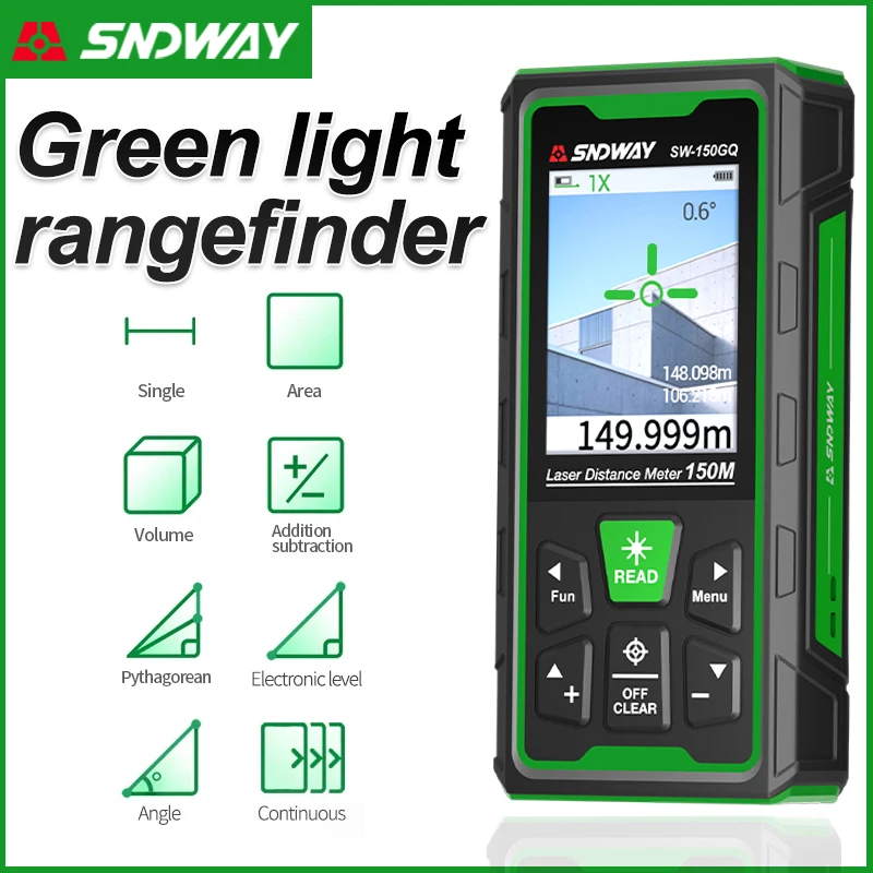 Stud Finder With Laser Level - Grüner Laser-Entfernungsmesser Digitaler Entfernungsmesser 150m 100m