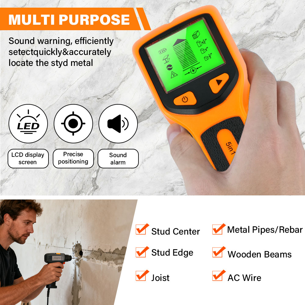 Stud Finder Wall Scanner 5 In 1 - 5-in-1 Handgehaltener Digitaler Wanddetektor Holzscanner Metallfinder