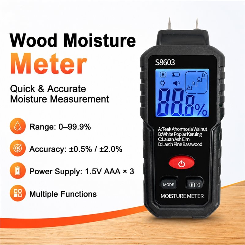 AB34-S8603 Holzfeuchtemessgerä – Moisture Meter Wall Wood Bewertung und Preis