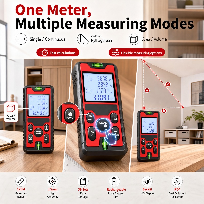 120M Laser-Entfernungsmesser,  – Stud Finder With Laser Level Bewertung und Preis